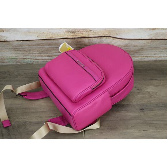 Michael Kors Bex Medium Backpack Soft Pebble Leather Cerise Pink Silver - Picture 3 of 6